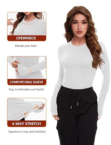 Dalavch 4/5 Pack Women’s Long Sleeve Basic Shirts Crew Neck Slim Fitted Compression Gym Workout Athletic Underscrubs Tops thumbnail 4