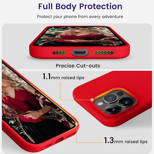 OTOFLY Designed for iPhone 14 Pro Max Case, Silicone Shockproof Slim Thin Phone Case for iPhone 14 Pro Max 6.7 inch (Red) thumbnail 3