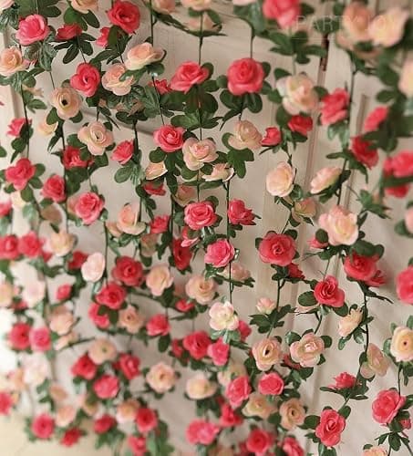 8pcs 65.6Ft Flower Garland,PARTY JOY Fake Rose Vine Artificial Flowers Hanging Rose Ivy Garland for Room Wall Decor Hanging Baskets Wedding Arch Garden Background Decor (Pink-8PCS) thumbnail 2