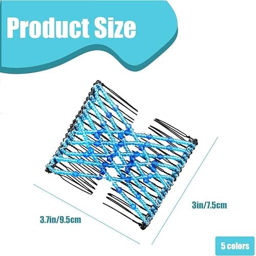 5 Pieces Magic Hair Comb Stretchy Double Comb Elastic Beaded Hair Clips for Women Girls Vintage Hairstyle Multipurpose Hair Accessories (Black, Brown, White, Pink,Blue) thumbnail 3