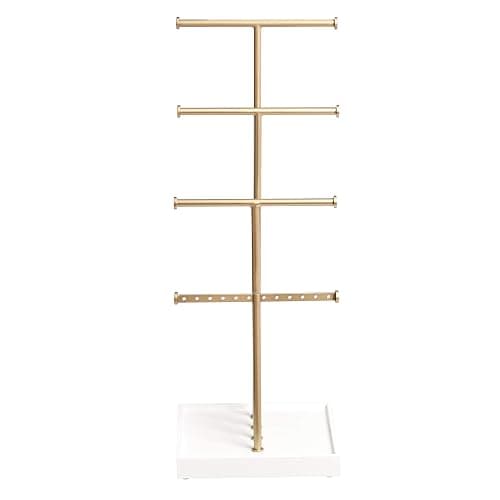 Amazon Basics Four-Tier Jewelry Tree Stand - White/Brass thumbnail 3