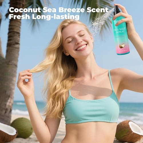 SAISZE Sea Salt Spray for Women and Men, Valentines Day Gifts, Travel Essentials, Textured Beach Waves & Volume for Curly Hair, Coconut Surf Spray, Christmas Stocking Stuffers for Teen Girls, 8.8 oz thumbnail 5