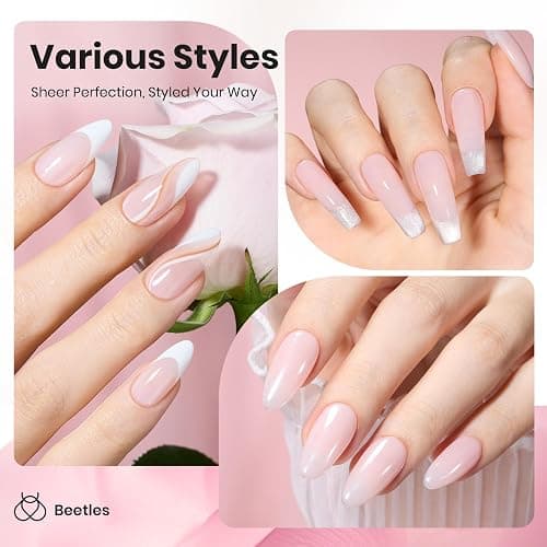 Beetles Nude Pink Gel Nail Polish, 8ml HEMA-Free Natural Jelly Gel Polish | Nail Concealer Sheer Translucent Effect Soak Off UV Misty Rose Collection Nail Art Manicure Gift for Women thumbnail 4