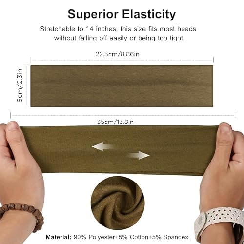 Ztomine Headbands for Women, 8pcs Stretchy Non Slip Soft Cotton Cloth Hair Bands for Sports, Workout, Yoga and Running thumbnail 3
