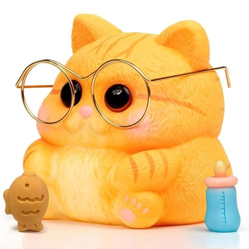 Reenovan Cat Squishy Toy, Soft TPR Stress Relief Sensory Squeeze Toys, Cute Kawaii Desk Toy, Birthday Gift and Party Favor for Kids and Adults - Image 1