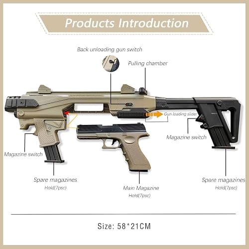 Pistolet Jouet, Pistolet Enfant en Mousse Souple avec Daccessoires, Pistolets Jouets Réaliste Blaster pour Garçons, Jouets pour Enfants 14+ de Plein Air, Energie 0.1 Joules thumbnail 3