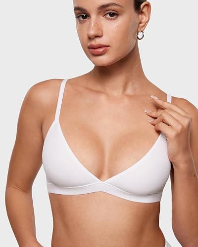 INLYRIC Women's Unlined Triangle Bralette | Ultra-soft, No Padding, Wirefree, Dual-layer, Plunge, Seamless, Pull-on, Adjustable Straps, Sexy, Comfortable thumbnail 3