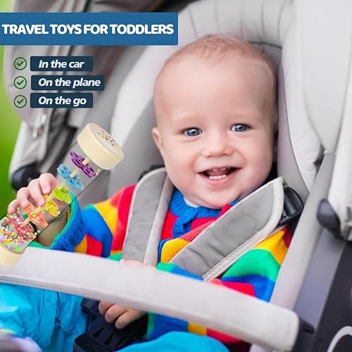 Rain Stick Montessori Baby Toys for 6-12 Months 1 Year Old, Wooden Rainmaker Infant Musical Sensory Toy, Baby Shower Gift for Newborn Toddler Boys Girls, 7.7" thumbnail 7