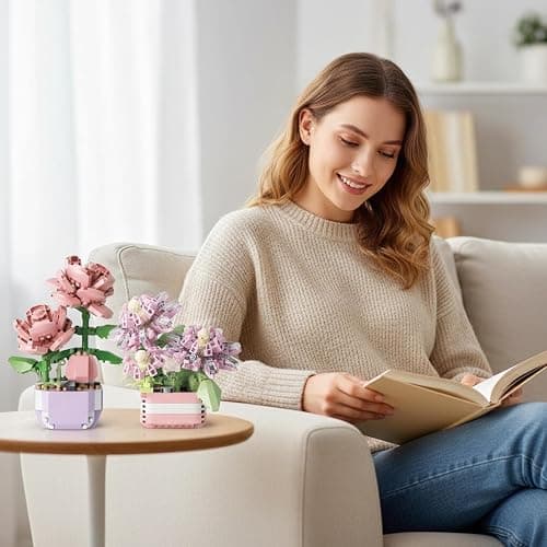 YINGYIWH Mini Flowers Botanical Collection Building Sets,Plants Office Home Decor Bonsai Building Toys, Creative Flowers Building Project for Adults, Gifts Ideas for Girls Women(4set) thumbnail 7