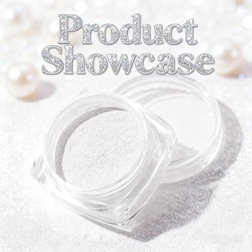 White Pearl Chrome Nail Powder,Iridescent Mirror Effect Aurora Magic Pearlescent Nail Jewelry Glitter Powder Holographic Pigment, Symphony Mermaid Pearl Glitter Dust Kit,DlY Nail Art Decorations thumbnail 8