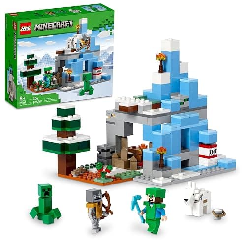 LEGO Minecraft The Frozen Peaks 21243, Cave Mountain Set with Steve, Creeper, Goat Figures & Accessories, ICY Biome Toy for Kids Age 8 Plus Years Old - Image 1
