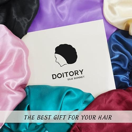 Doitory Satin Silk Bonnet for Sleeping, Double Layer Silk Sleep Cap for Men & Women, Soft Satin Lined Bonnet for Curly Hair thumbnail 7