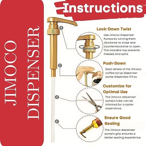 Jimoco® Syrup Pump Dispenser + Torani® Raspberry Syrup, 25.4 oz - Coffee Syrup Pump & Flavoring Bundle thumbnail 2