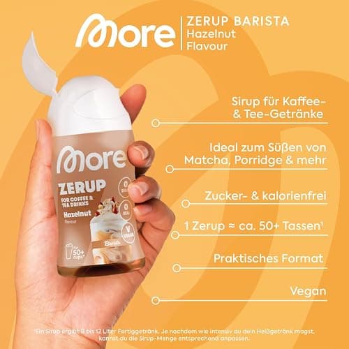 MORE Barista Zerup, Hazelnut, 65 ml, für Kaffee, Tee und Heißgetränke, vegan, zero Kalorien - made in Germany thumbnail 4