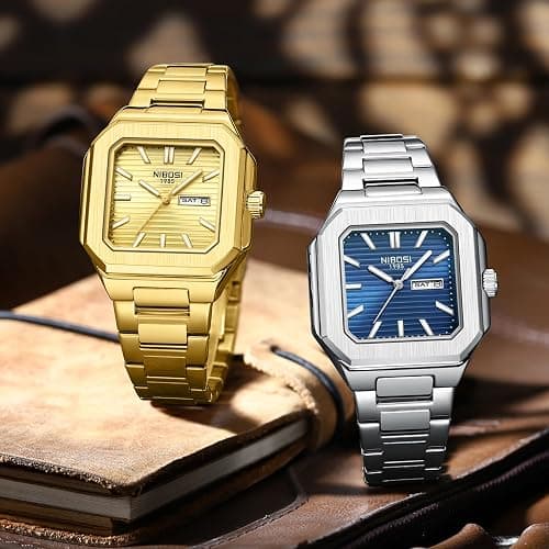 NIBOSI Men Watches Analog Quartz Stainless Steel Silver Watches for Men Waterproof Business Classic Watch with Day and Date Display Wrist Watch for Work and Casual Wear thumbnail 4