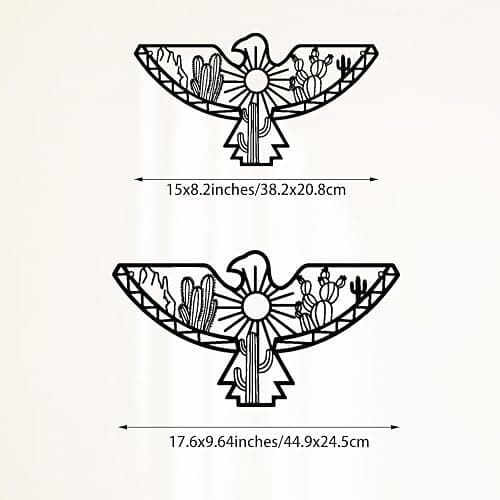 Metal Aztec Cactus Desert Southwestern Wall Decor Native American Eagle Wall Art for Home Bedroom Living Room Black (Black) thumbnail 4