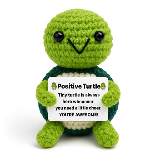 PICKLE BUDDIES Positive Turtle New - Positive Crochet Animals Handmade Emotional Support Crochet Doll Desk Decor Pickle Gifts Emotional Support Plush for Anxiety & Stress Relief - Image 1