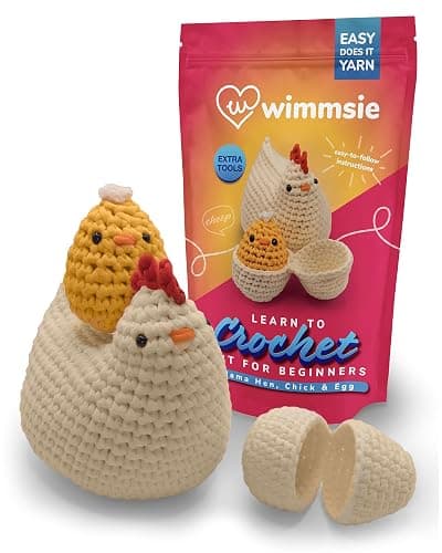 Wimmsie Crochet Animal Kit for Beginners - Easy Beginner Crochet Kit for Kids - Amigurumi Chicken Chick & Egg - 3 Kawaii Stuffed Animals - Cute DIY Yarn Plush - Easter Basket Stuffer thumbnail 8