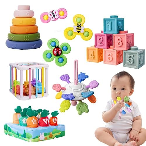 FLLOBE Baby Toys 6-12 Months, Montessori Toys for 1 Years Old, 6-in-1 Set Infant Toys with Sensory Toy, Spinner for Babies, Stacking Toy for Toddlers 1-3 Learning, Gifts for Toddler Newborn, 32PCS - Image 1
