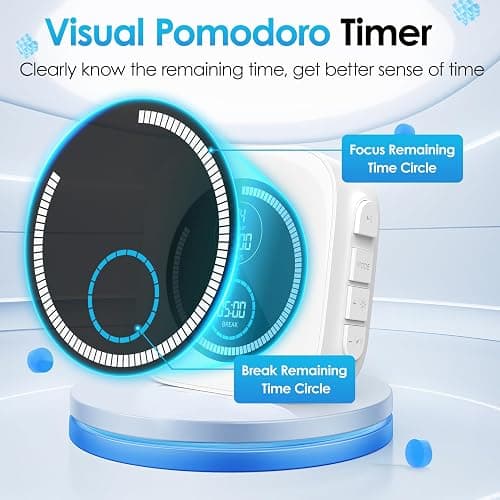HAUKINIX 99-Minute Visual Timer with Pomodoro Timer Productivity Focus Timer Countdown Stopwatch Desk ADHD for Study, Work, Student, Procrastination, Loud Alarm/Mute/Vibration, 2 Brightness Levels thumbnail 3