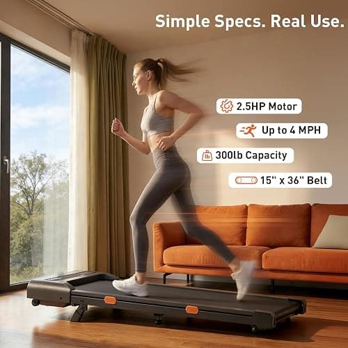 Cybergoing T10 Walking Pad Treadmill Powered By Bosch®, Under Desk | Treadmill, Fixed 7% Manual Incline, Up to 4 MPH, 2.5HP, 300lb Capacity, App + Remote, 15"x36" Belt, Treadmills for Home thumbnail 4