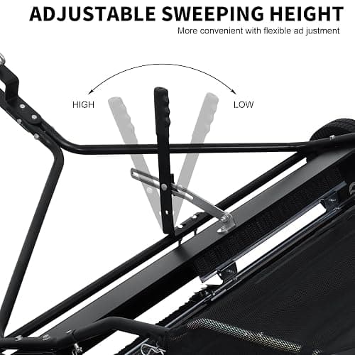 Tow Behind Lawn Sweeper, 44" Sweeping Width, 25 cu ft, Foldable Large Pull Behind Grass Sweeper, Heavy Duty Leaf & Grass Collector with Adjustable Brush Height, Dumping Rope Rubber Wheels Black thumbnail 7