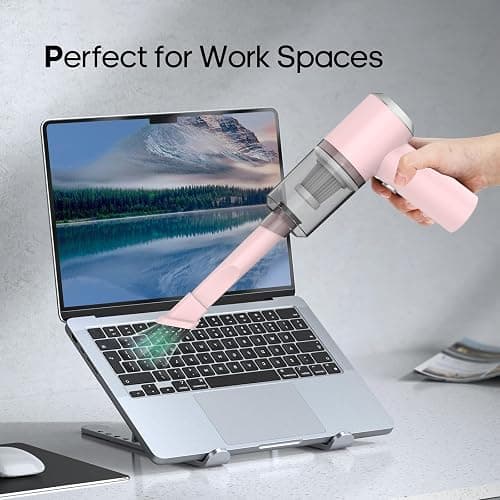 Auloea Mini Cordless Handheld Vacuum for Car, Keyboard, Laptop, Home, Pink | Quick Cleanups, Tight Spaces, USB-C Rechargeable, Easy Storage, Office, Cup Holders, Seat Gaps, Window Tracks thumbnail 7