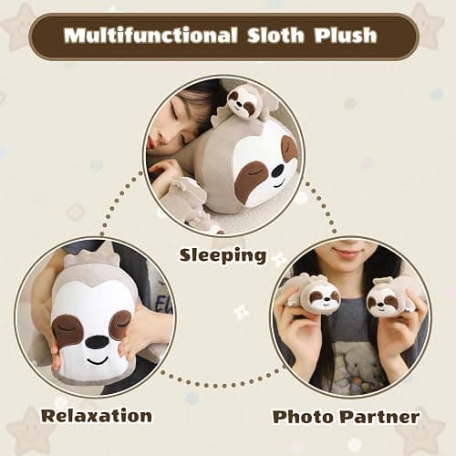 SQEQE Sloth Stuffed Animals with Babies Inside 5-Piece Set of Sloth Mommy and Babies Plush Cuddly Stuffed Animals Toys for Kids, Gifts Ideal for Christmas, Valentine's, Birthday thumbnail 6