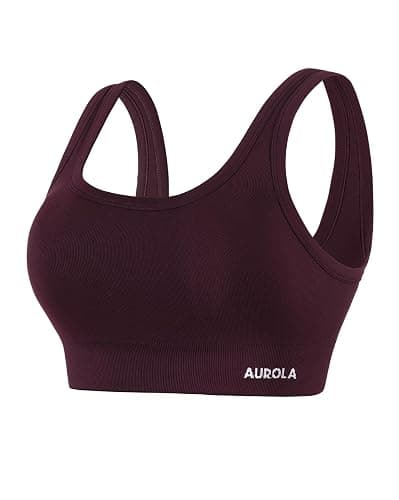 AUROLA Power Womens Square Back Basic Sports Bra - Square Neck Padded Low Impact Yoga Bra Workout Crop Top - Image 1