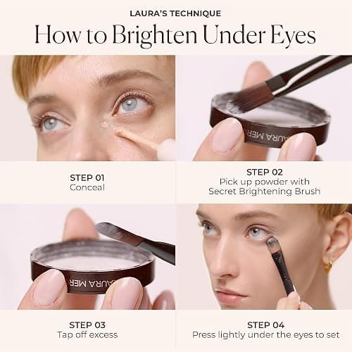 Laura Mercier Secret Brightening Under-Eye Loose Setting Powder, Peach + Pink Pigments to Brighten the Under Eye, Color Correct Discoloration, Sets & Extends Concealer, 6 Shades for All Skin Tones thumbnail 7