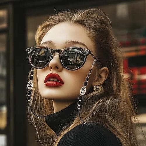 BILIONE Obsidian Glasses Chains, Boho Beaded Eye Glasses Holders around Neck, Gothic Stone Eyeglasses Necklace for Women, Men thumbnail 3