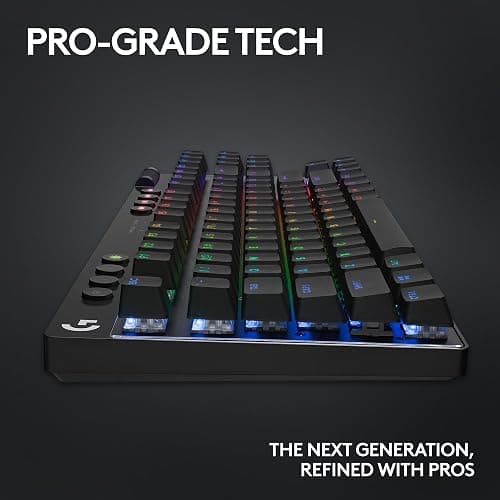 Logitech G PRO X TKL LIGHTSPEED Wireless Gaming Keyboard, Ultra-Portable Tenkeyless Design, LIGHTSYNC RGB, PBT keycaps, Clicky Switches (GX Blue) - Black thumbnail 8