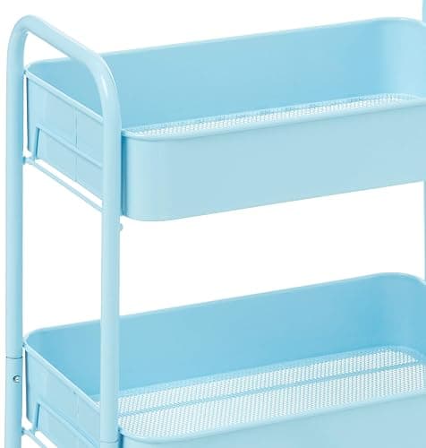 CAXXA 3-Tier Rolling Metal Storage Organizer - Mobile Utility Cart with Caster Wheels, Blue thumbnail 10