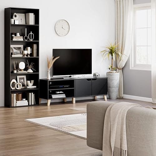 FOTOSOK 6-Tier Open Bookcase and Bookshelf, Freestanding Display Storage Shelves Tall Bookcase for Bedroom, Living Room and Office, Black thumbnail 5