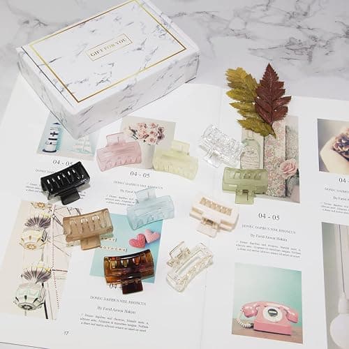 Small Tiny Claw Hair Clips for Women Girls for Thin/Medium Thick Hair, 1.5 Inch Mini Hair Jaw Clips Matte Rectangle Nonslip Clip with Gift Box (Matte+shiny color series) thumbnail 8