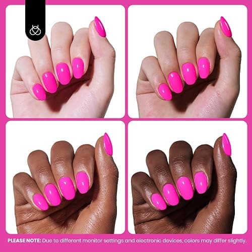 Beetles Pink Gel Nail Polish - Neon Whispers Hot Pink Gel Polish HEMA-Free, 8ML/0.27Fl Oz Soak Off UV LED Lamp Nail Art, Long-Lasting Manicure Salon DIY Home Summer Nails thumbnail 6