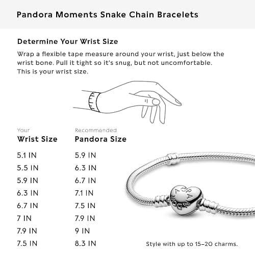 PANDORA Moments Heart Clasp Snake Chain Bracelet - Compatible Moments Charms - Gift for Her - Sterling Silver - With Gift Box thumbnail 6