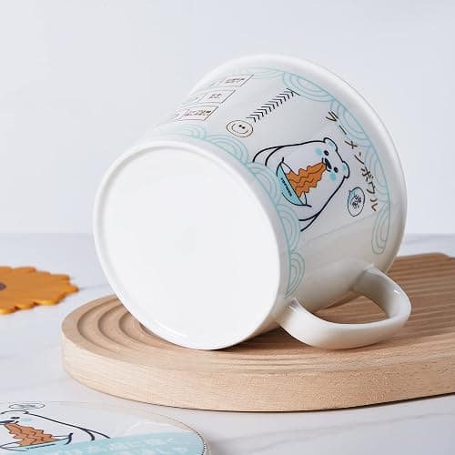 TOPWCK Cute Polar Bear Microwave Ceramic Ramen Bowl with Lid, soup bowls with handles, Gift for Noodle Lovers, ramen noodle microwave cooker, ramen gift Microwave and Dishwasher Safe (Polar Bear) thumbnail 7