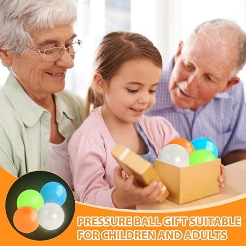 4 Pcs Glowing Sticky Balls, Squishy Stress Ball, Stress Relieving Glow in The Dark Toys Stick to The Wall, Squeeze Toys for Adults Kids, Party Favors & Prizes Stocking Stuffers thumbnail 9
