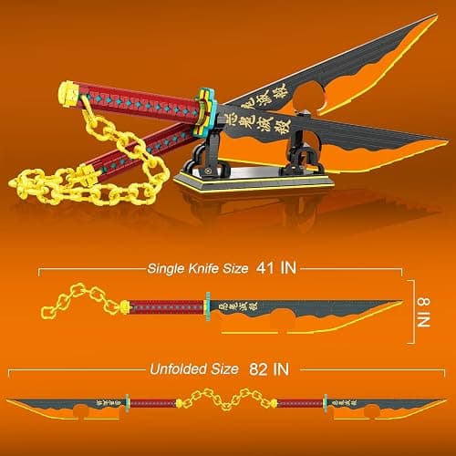 Kravkind 1478pcs, 82inch for Demon Slayer Sword Building Block Model, Samurai Sword Set with Scabbard and Stand, Best Gift for Anime Fans (Tengen Uzui Sword) - Tengen Uzui Sword thumbnail 6