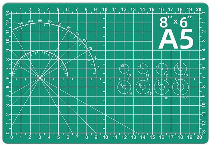 DIYSELF Cutting Mat - 8in6in, A5 Size, Double-Sided, Self-Healing Mat for Crafts, Sewing, Quilting & More - 8"L x 6"W - Green - Image 1