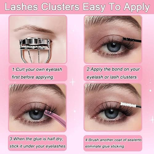 Manga Lash Clusters, 640 Pcs Eyelash Clusters Individual Lash Extension Kit D Curl Fluffy Wispy False Eyelashes Extensions Thin Band (60D+80D) thumbnail 5