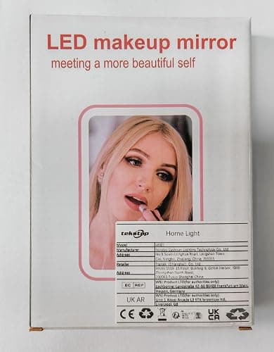 tekstap Touch Dimming Makeup Mirror, 3 Color Light Up Mirror, Portable Vanity Mirror for Travel/Dressing Table/Bedroom, Girls Gift (Square), White, (M007) thumbnail 8