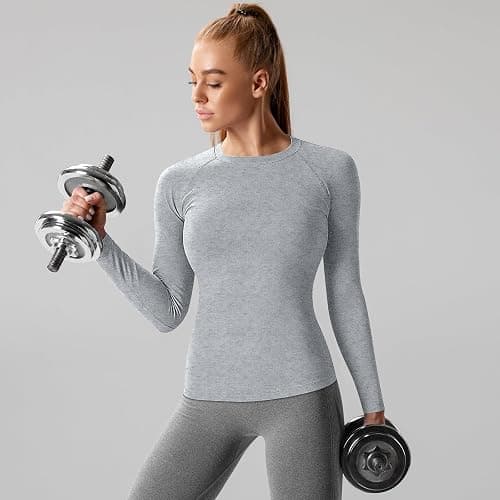 Coume 4 Pack Women's Compression Long Sleeve Shirts Crew Neck Workout Tops Quick Dry Gym Running Athletic Sports Underscrubs thumbnail 2