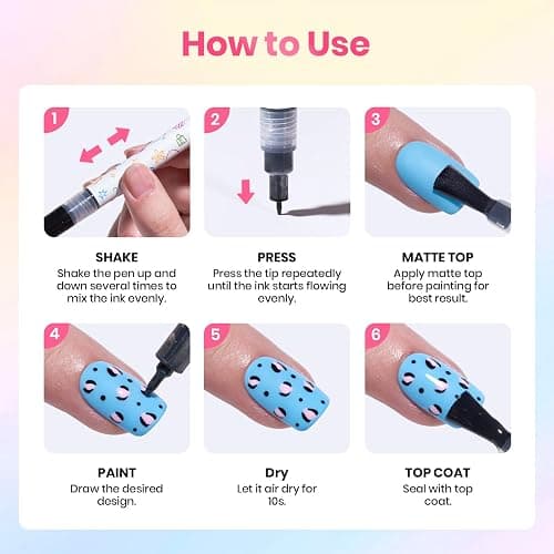 Beetles 12 Colors Nail Art Pens, 0.5mm Fine Line Nail Polish Pens for Women | Quick Air Drying Acrylic Paint Markers for Nail Art Design Easy Painting Dots Liner Lettering, DIY Home Salon Nail Art Tools thumbnail 10