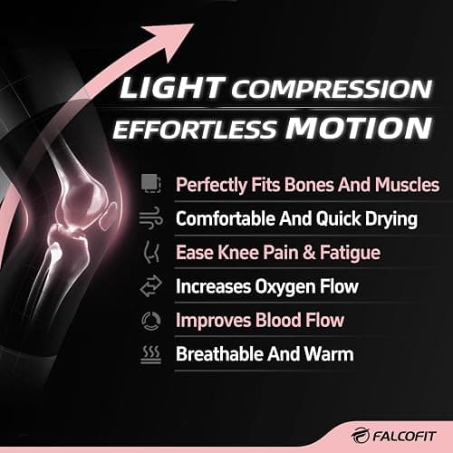 FALCOFIT Knee Sleeve – Lightweight Compression for Easy Movement – Ideal for Running, Gym & Workouts – Snug, Thin & Soft – All-Day Knee Brace for Gentle Support – Men & Women (1 Pack) thumbnail 7