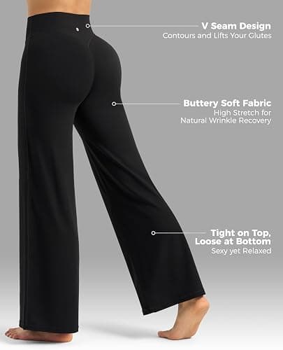 Willit Workout Gym Leggings for Women Straight Leg Bottoms Wide Leg Yoga Pants for Women High Waist Buttery Soft thumbnail 6