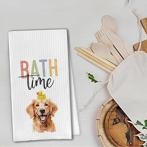 Yomisex Golden Retriever Gifts Bathroom Decor Hand Towels, Bath Time Golden Retriever Decorative Hand Towels for Kids Bathroom Decor 16x24 Inch thumbnail 6