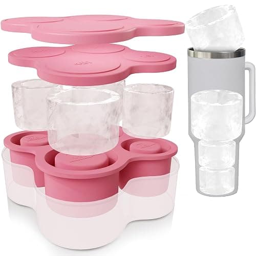 4-Ring Silicone Ice Cube Tray for Stanley Cup with Lid and Metal Reusable Straws - Stanley Ice Mold - Stanley Cup Ice Mold - Stanley Cup Ice Cube Mold for 14-40 oz Tumbler, Whiskey, Cocktails, Drinks thumbnail 2