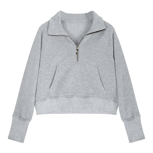 LRMQS Girls Half Zipper Sweatshirts Cute Trendy Fall Pullover Crop Tops for Teen Girls Long Sleeve Sweater Clothes Thumb Hole thumbnail 3